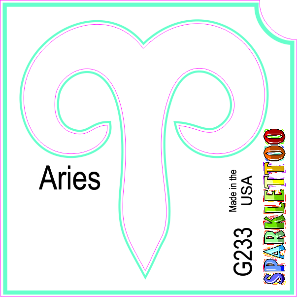 Aries Glitter Tattoo Stencil 