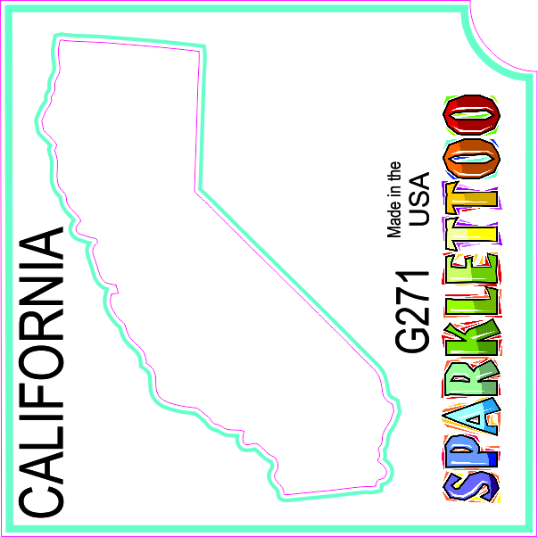 California Glitter Tattoo Stencil 