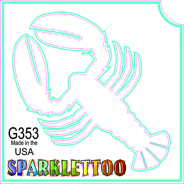 Lobster Glitter Tattoo Stencil 