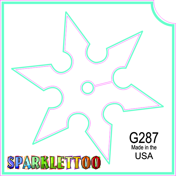 Shuriken Glitter Tattoo Stencil 