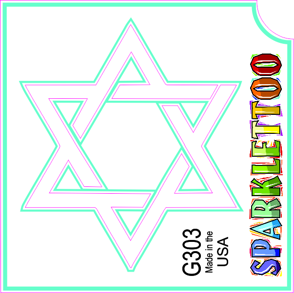 Star of David Glitter Tattoo Stencil 