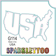 USA Map Glitter Tattoo Stencil 