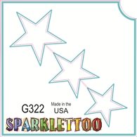 Triple Star Glitter Tattoo Stencil 