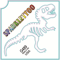 Dino Skeleton Glitter Tattoo Stencil 