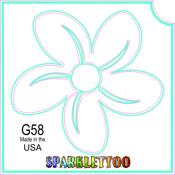 Flower 4 Glitter Tattoo Stencil 